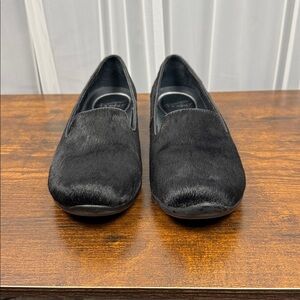 Dansko‎ Black Leather Hair Calf Slip On Loafers Comfortable Shoes